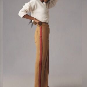 ISO Maeve Tan Track Pants with Pink Crochet Stripe ~ XS